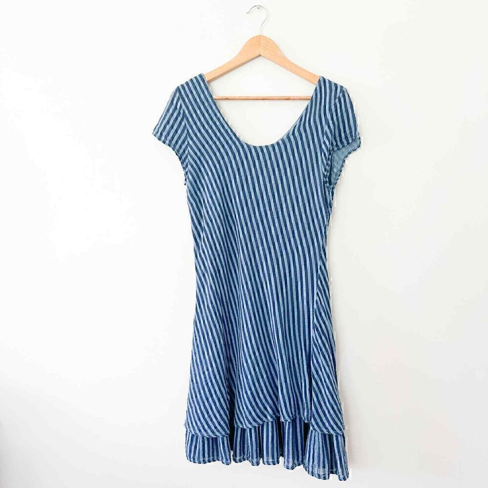 Angela Mara Womens Lagenlook Dress Artsy Striped Size Medium